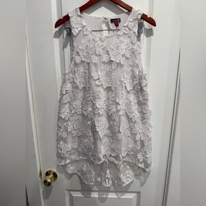 White Floral Lace Sleeveless Top